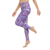High Waist Yoga Leggings in Purple Garden